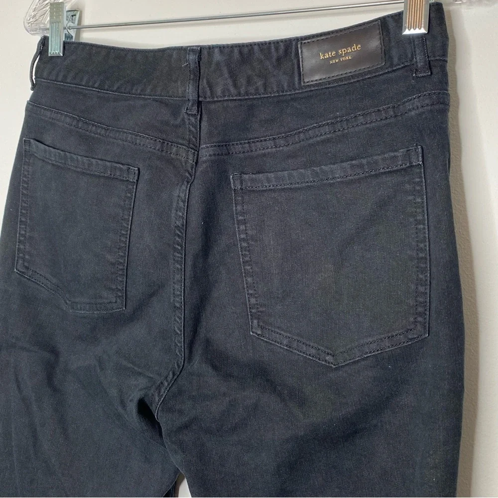 Kate Spade High Rise Broome Street Straight Leg Cropped Frayed Hem Jeans